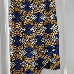 Maeve Chic Blue and Gold Geometric Skirt